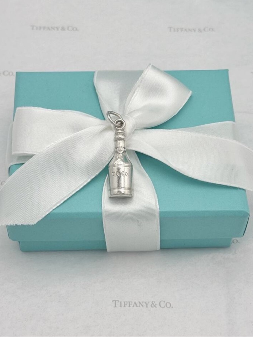 Tiffany & Co. 1837 Champagne Bottle Charm Pendant Sterling Silver 925 Gift Box